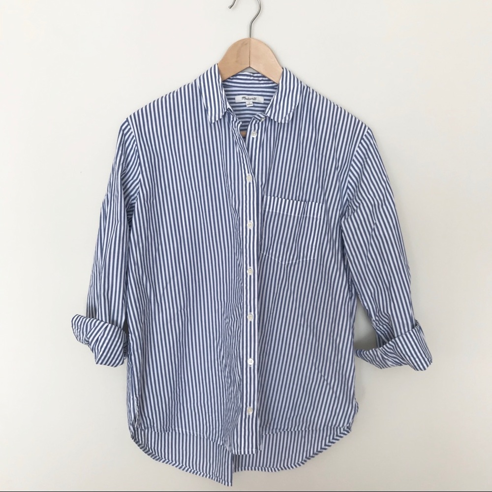 MADEWELL boyfriend striped button down shirt